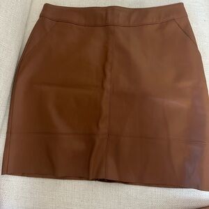 Amazon Tan Leather Midi Skirt
